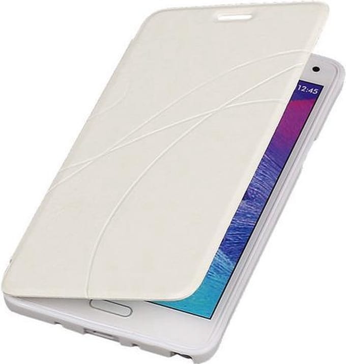 TPU Samsung Galaxy Note 4 Booktype Lijn Motief Hoesje Wit