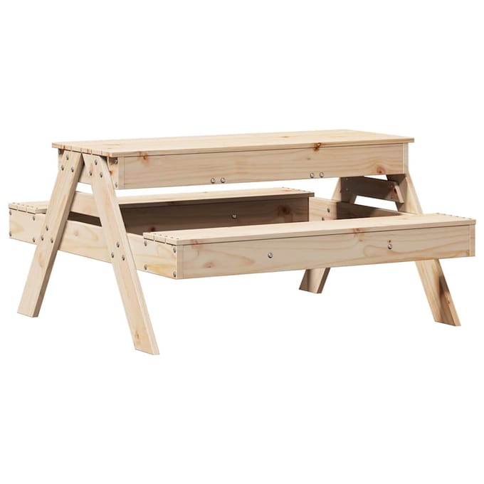 vidaXL - Picknicktafel - met - zandbak - voor - kinderen - massief - grenenhout