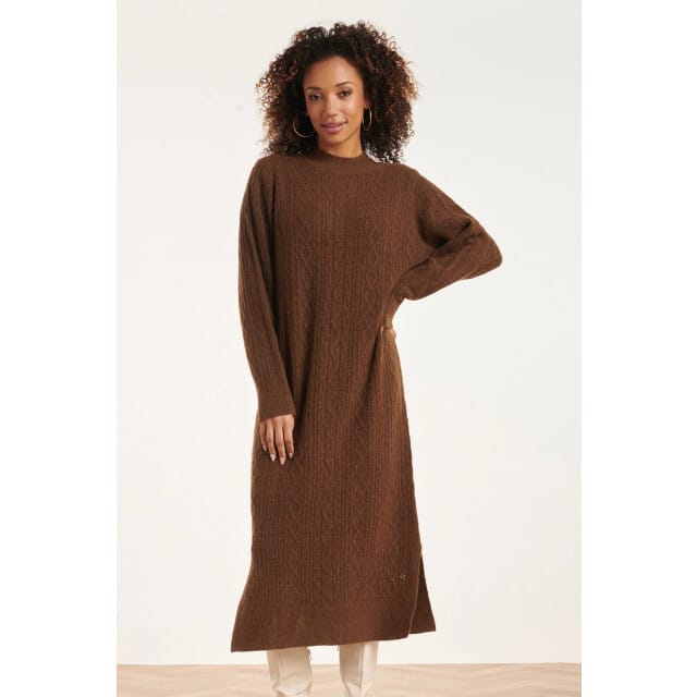 Smashed Lemon 24631 e gebreide midi jurk met kabelstructuur |
