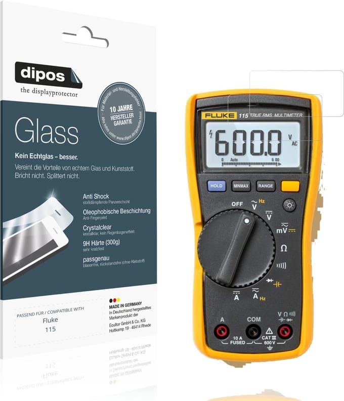 dipos – 2x Pantserfolie geschikt voor Fluke 115 | 9H Screenprotector