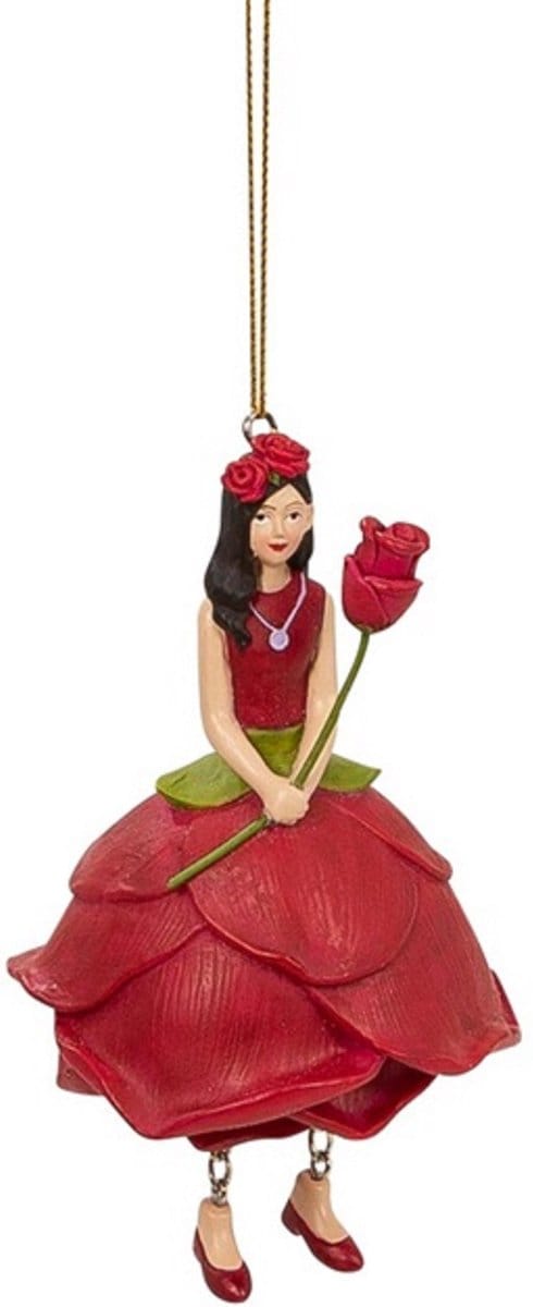 Rozen meisje hangend rood 7,5x6,5x12cm