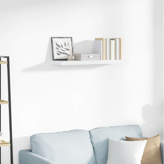 vidaXL - Wandschap - zwevend - 80x23,5x3,8 - cm - MDF - hoogglans - wit