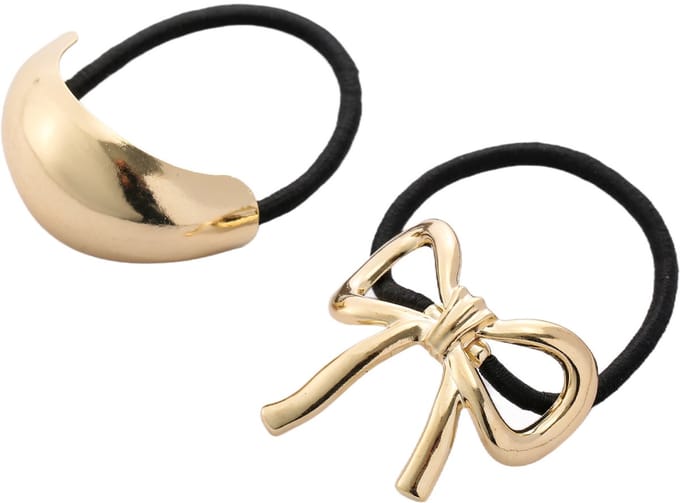 Emilie collection - haarelastiek - goud - 2 stuks - strik