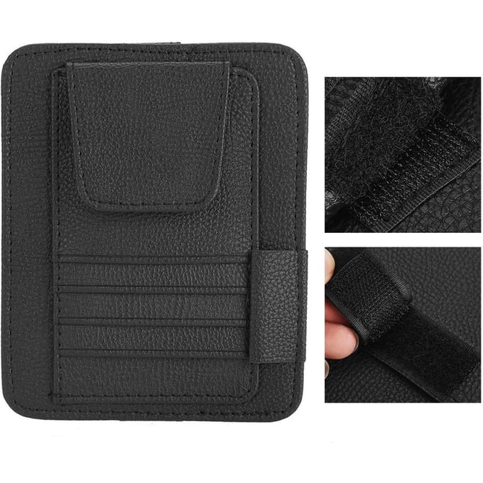 Multi purpose Car Visor Organizer Sun Visor Storage Holder Pouch Card Bill Storage Bag black