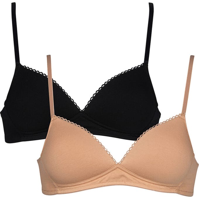 My Basic - Comfy zwarte en poederkleurige katoenen bh's zonder beugel