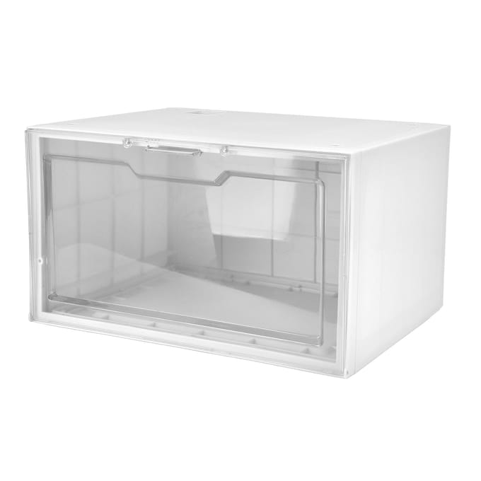 LED Schoendoos Spraakbesturing Transparante Deur Stapelbare Sneaker Opberg Displaycase voor Thuis zwart