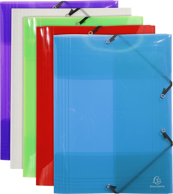 Exacompta 10x Crystal PP 5/10de Elastomap 3 kleppen - A3 - Geassorteerd - 59700E