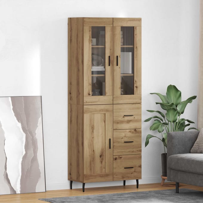 vidaXL - Highboard - 2 - st - Artisan - Eiken - 69,5 - x - 34 - x - 180 - cm - Bewerkt - hout