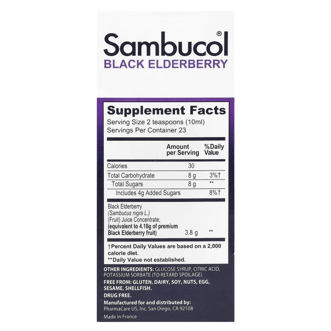 Sambucol, sirop immunitaire au sureau noir, formule originale, 228 ml (230 ml)