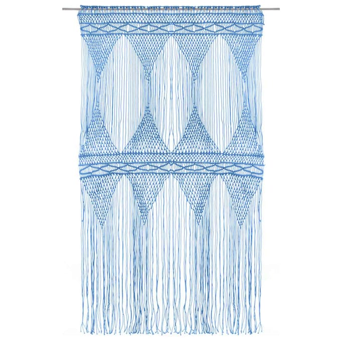 vidaXL - Gordijn - macramé - 140x240 - cm - katoen - blauw