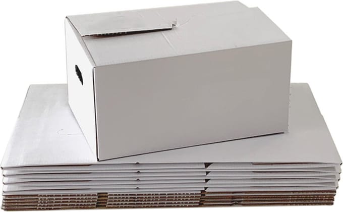 Boekendoos professioneel blanco 10 stuks - Extra stevige boekendoos - Dubbelgolf karton - 100kg draagkracht - Autolock - 48x32x23cm