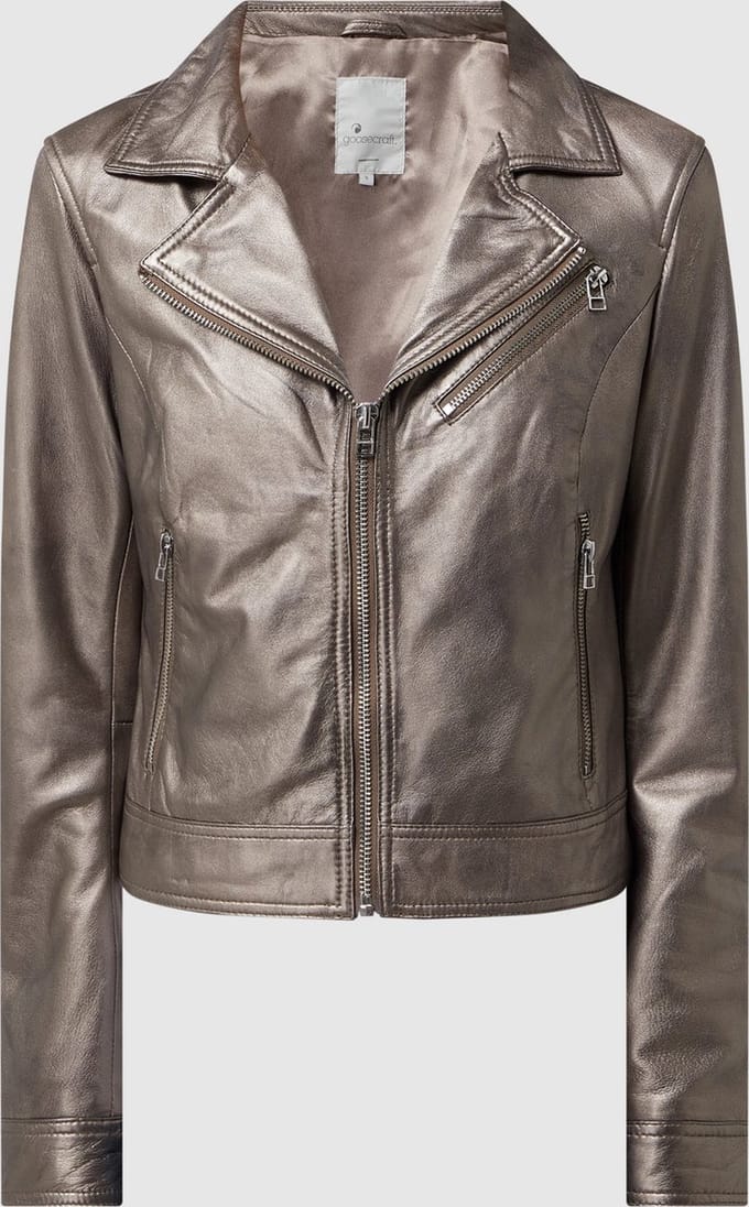 goosecraft megan glam biker sheep metallic silver - maat M