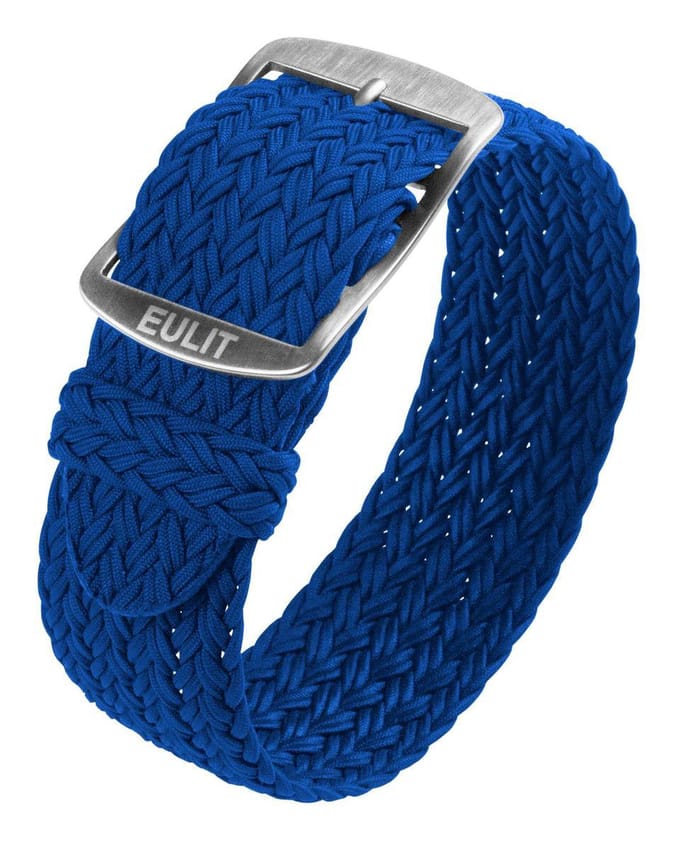 EULIT horlogeband - perlon - 20 mm - blauw - metalen gesp