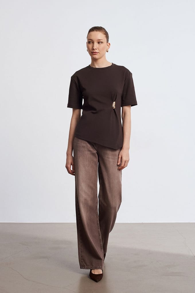 Dames T-shirt met ronde hals en korte mouwen