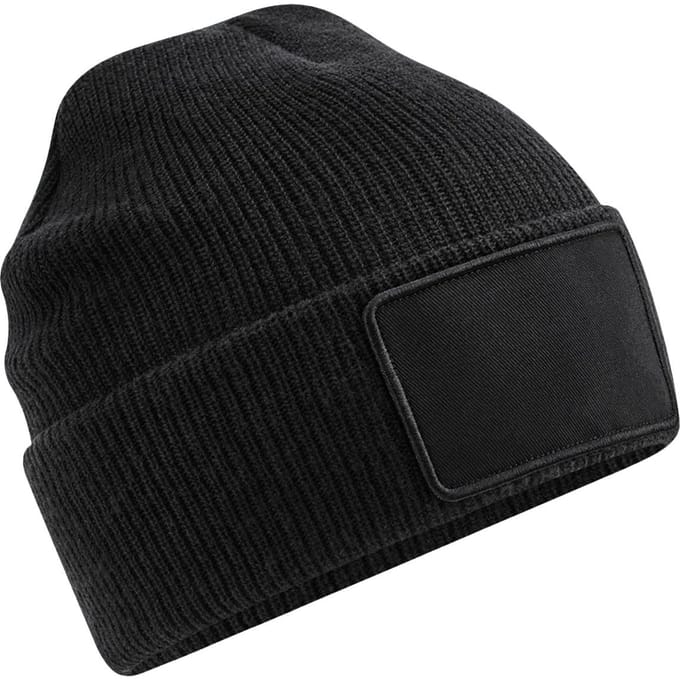Beechfield Thinsulate Uitneembare Patch Muts (Zwart)