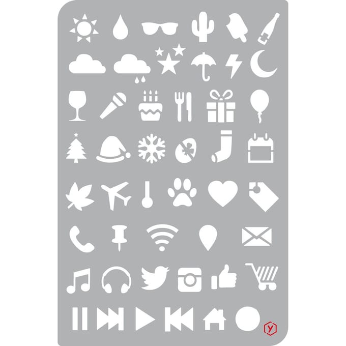 Pronty Bullet Journal Stencil  Icons 470.851.002 12x18 centimeter