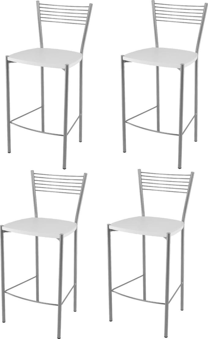 Tommychairs Elegance - Eetkamerstoelen - Set van 4 - Aluminium & Wit - Hout