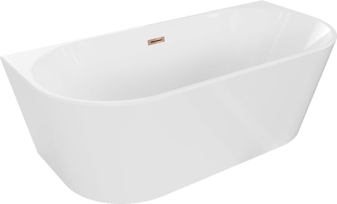 Mexen Oval vrijstaande inbouwbadkuip 150 x 75 , wit, overloop rosegoud - 52671507500-60