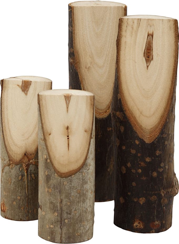 Decoratieve boomstam. H: 80+120mm. d: 25-35mm - 4 st