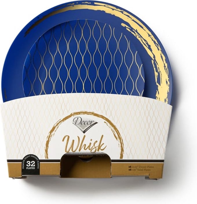 Decorline- Luxe Serviesset Blauw/Goud -32 stuks -Kunstof