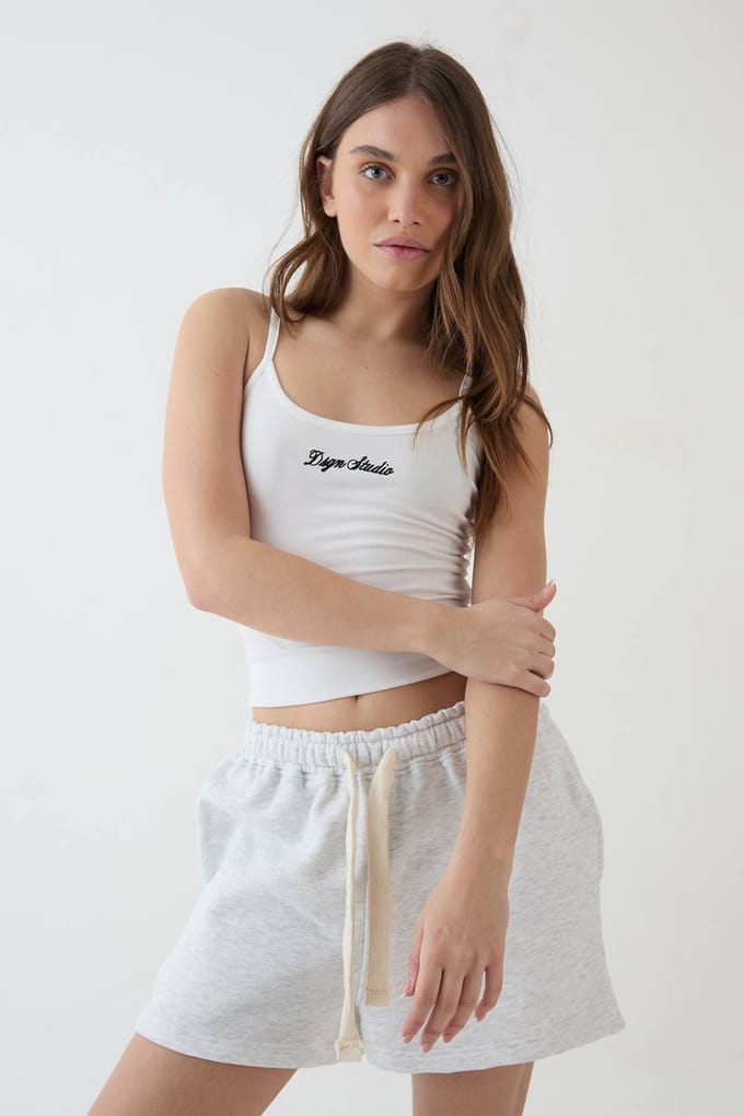 Dames Dsgn Studio Sweat Short Met Contrasterende Trekkoord | Ash Grey | Maat: Small