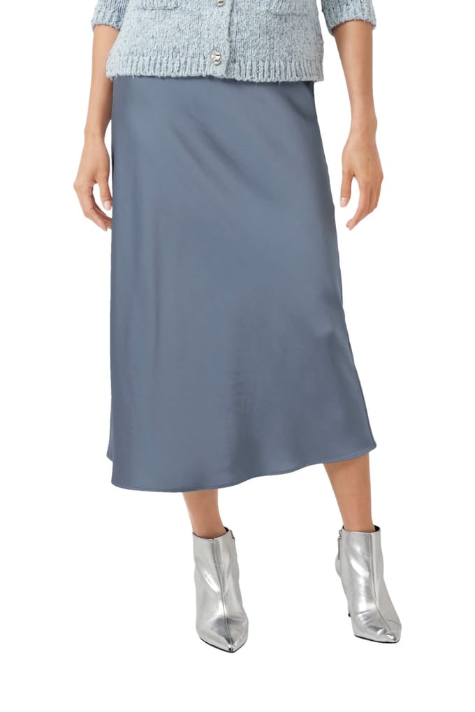 s.Oliver - female - Glimmende satijnen midirok met elastische tailleband en hoge tailleband