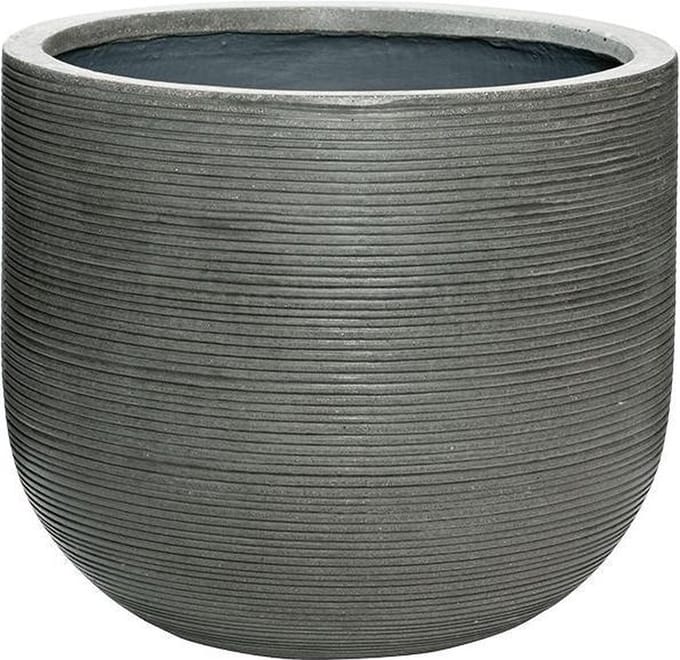 Pottery Pots - Plantenbak - Cody L - H37cm x Ø42cm - Light Grey horizontally ridged