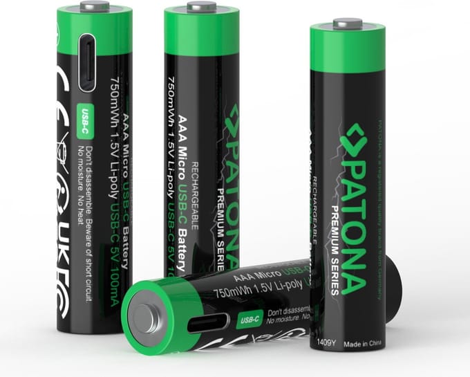 4 x AAA oplaadbare batterijen, USB-C aansluiting - 1,5V - 500mAh