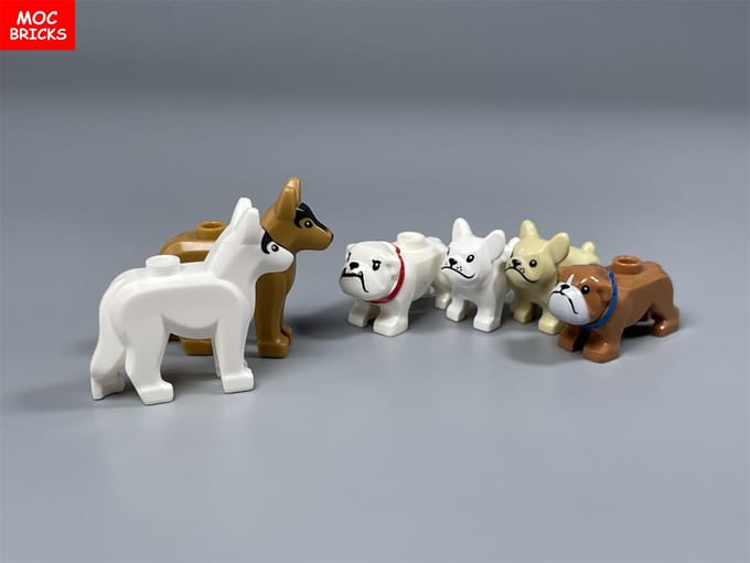 Briques MOC Série Petit Chien Chihuahua Bouledogue Français Caniche Blocs de Construction Assemblés Jouets pour Enfants Poupée