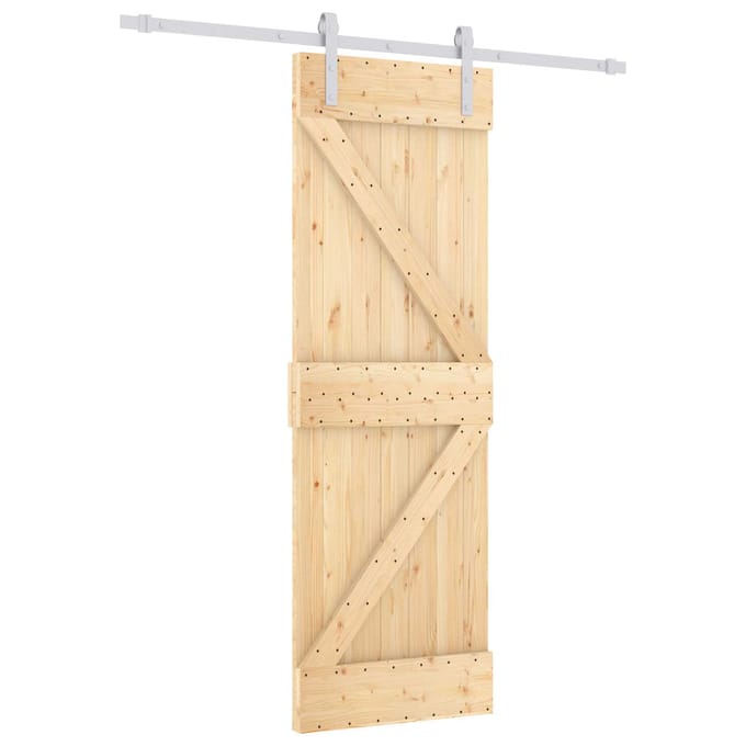 vidaXL - Schuifdeur - Natuurlijk - en - Wit - 70 - x - 210 - cm - Massief - Pine - Hout