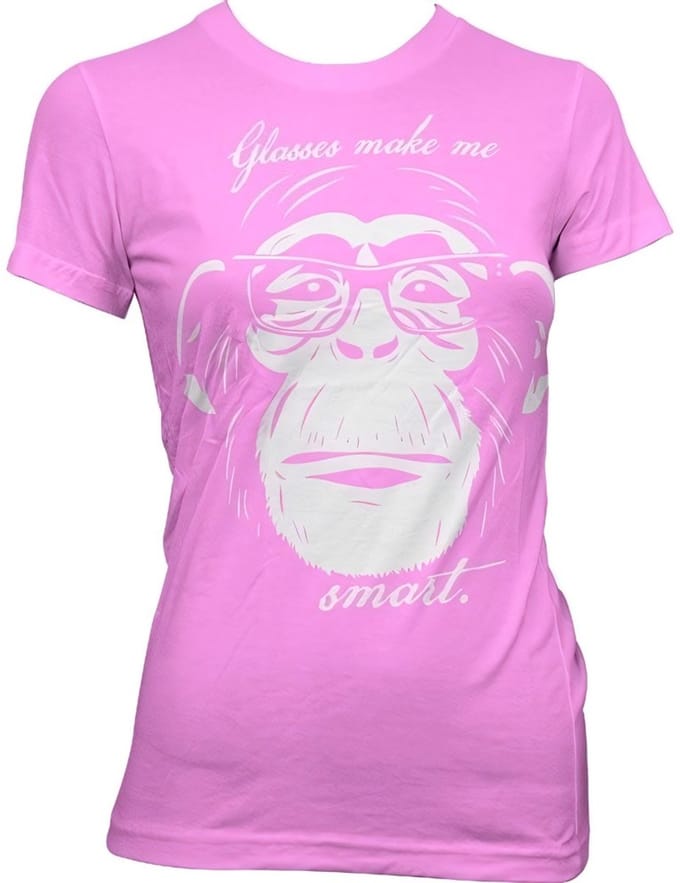 Hybris Glasses Makes Me Smart Girly T-shirt voor dames, roze