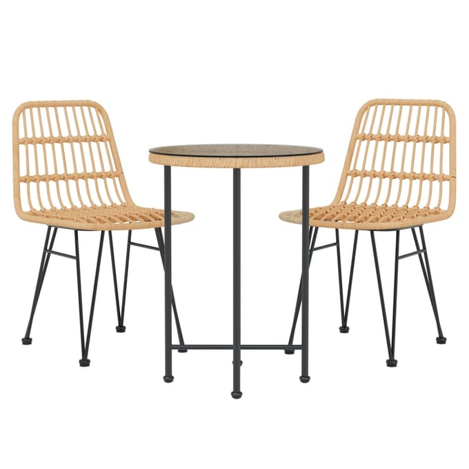 vidaXL - 3-delige - Tuinset - poly - rattan