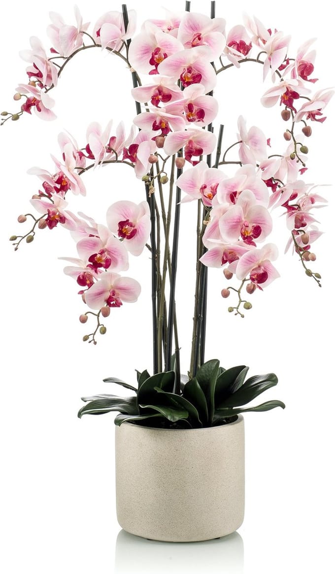 Emerald - Kunstplant in pot Phalaenopsis roze 100cm - Kunstplant voor binnen
