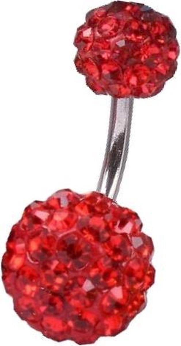 Fako Bijoux® - Navelpiercing - Disco Dots Duo - Rood