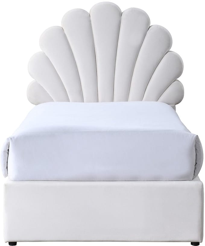 Vente-unique Bedframe fluweel wit 90 x 190 cm