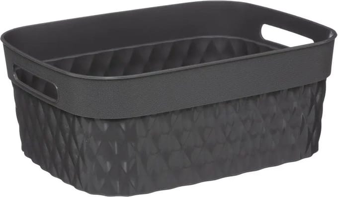 5Five Opbergmand/box van kunststof - grijs - 21 x 27 x 11 cm - 5 liter