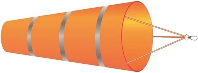 Windzak - Windmeter Vlag - Windrichting Meten - Reflecterende Strip - 100 cm - Oranje Grijs