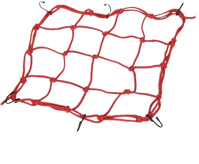Premium Bagagenet met 6 haken – 25 x 25 cm - Rood