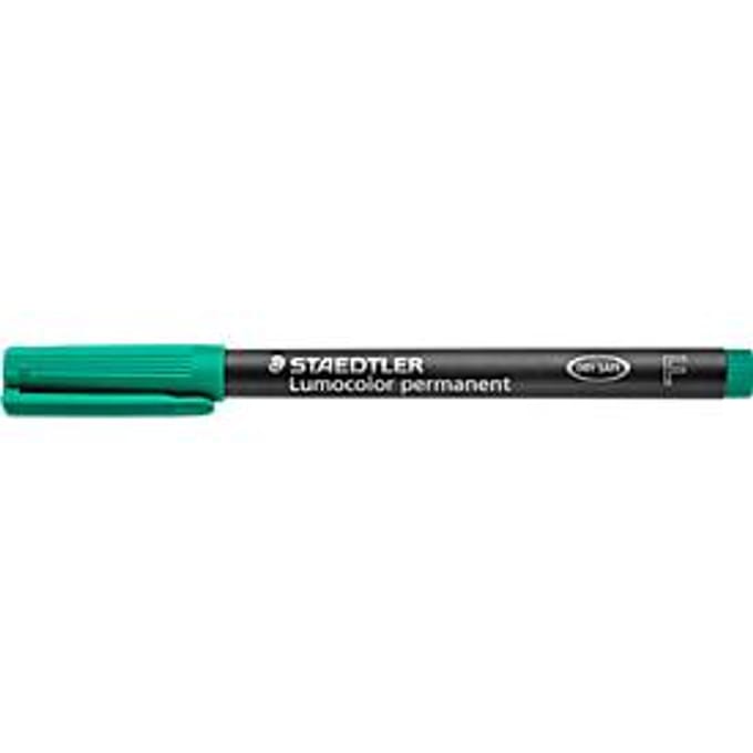 Viltstift Staedtler Lumocolor 318 permanent F groen - 10 stuks