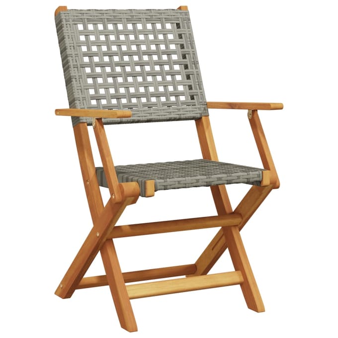 vidaXL - Opklapbare - stoelen, - 6 - stuks, - grijs, - van - polyrotan - en - massief - hout.