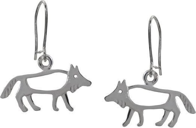 Oorbellen, hang, Kleine zilveren wolf