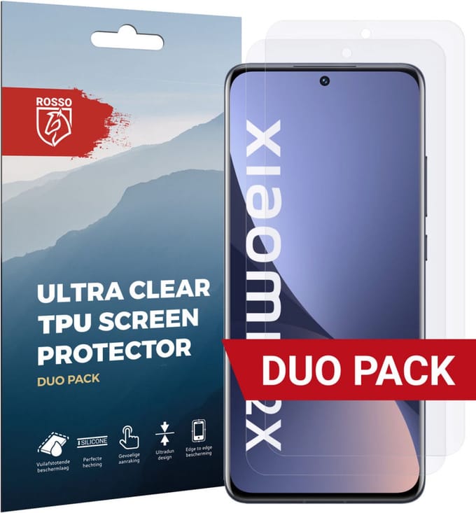 Rosso Screen Protector Ultra Clear Duo Pack Geschikt voor Xiaomi 12 / 12X | Folie | 2 Stuks