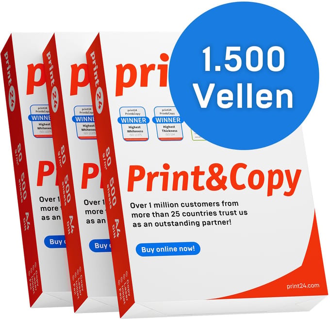NIEUW: print24 Printerpapier Kopieerpapier 1500 Vel 3 x 500 A4 Premium Extra Wit CIE 160 Testwinnaar PEFC-gecertificeerd