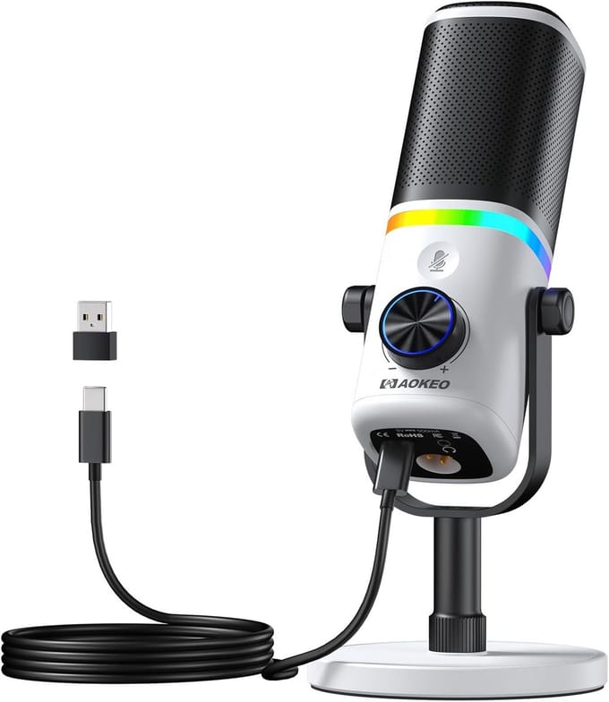USB/XLR Dynamische Desktop Microfoon met RGB Licht voor Gaming en Streaming
