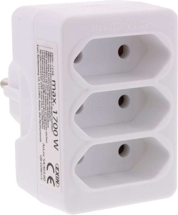 Q-Link verdeelstekker - 3-voudig - domino - Euro - wit