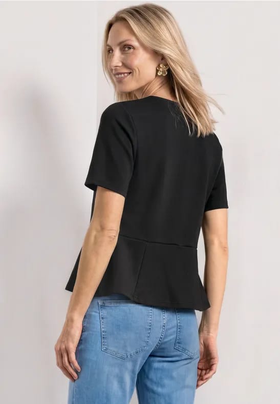 Shirt met ronde hals en volantdetail