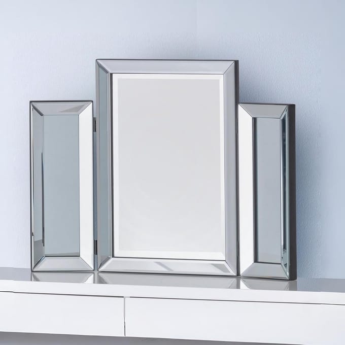 Inklapbare Make-up Tafel met Spiegel en Glas - Compacte Kaptafel
