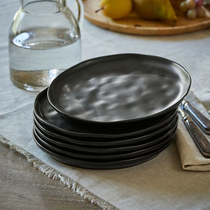 LOBERON Dessertbordje set van 6 Biarré zwart