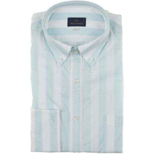 Paul & Shark Overhemd 120/2 Cotton Stripe Shirt Licht Blauw - Wit / male