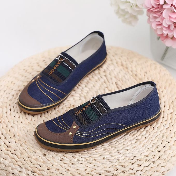Dames Herfst Stoffen Schoenen Plat Modieus Denim Moederschoenen 36